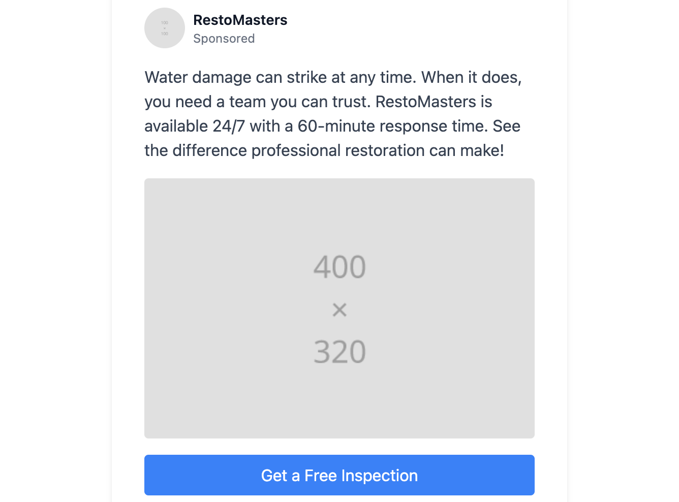 Example Facebook Ad for Restoration Company