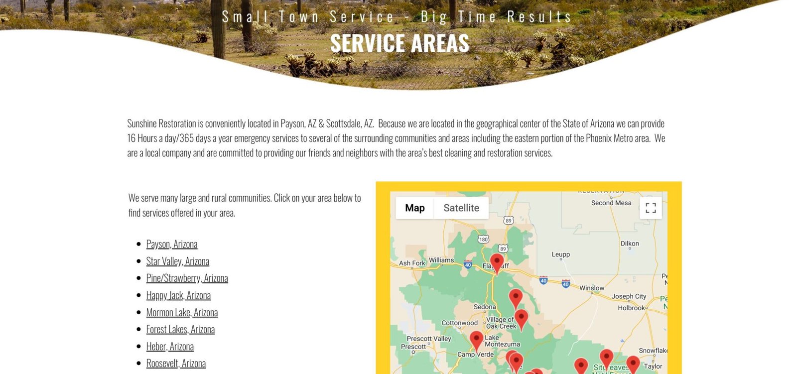 service areas page section